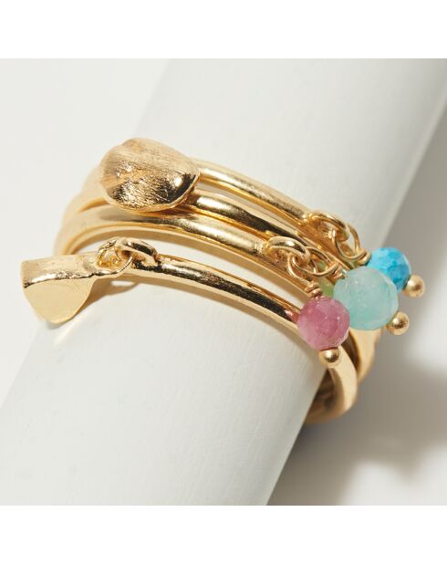 Bague Diana Multipierres en laiton doré