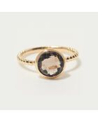 Bague Felicia Quartz fumé en laiton doré