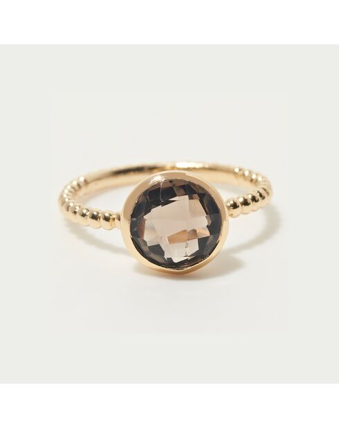 Bague Felicia Quartz fumé en laiton doré