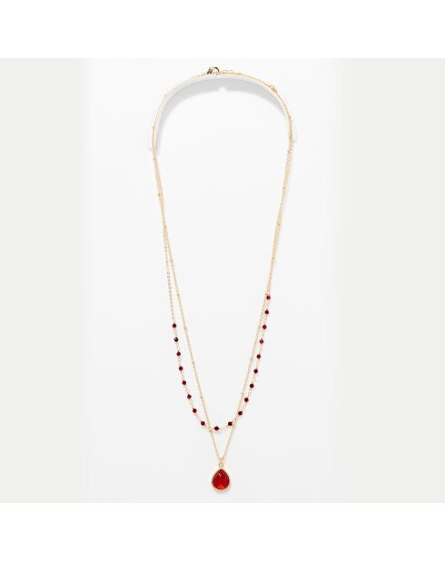 Collier Lissandra Agate rouge en laiton doré
