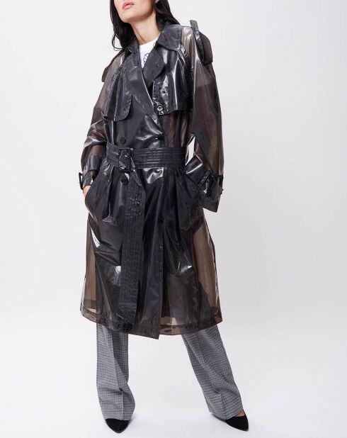Trench Emma transparent marron foncé