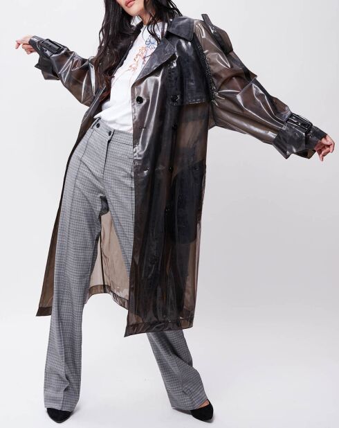 Trench Emma transparent marron foncé