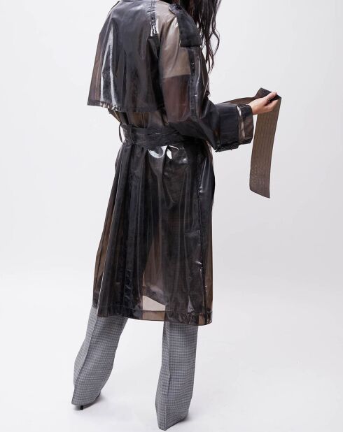 Trench Emma transparent marron foncé