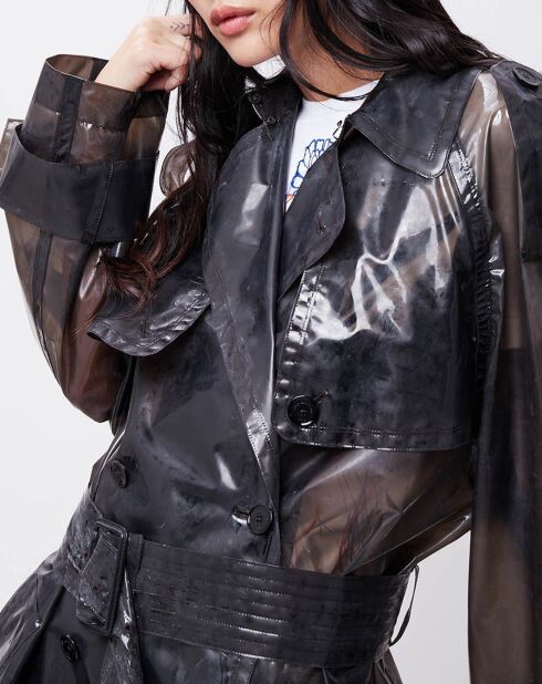 Trench Emma transparent marron foncé