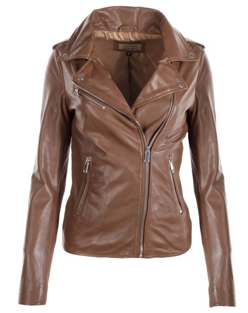 Veste en Cuir Hortence cognac