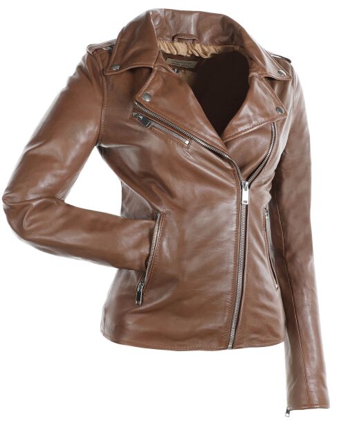 Veste en Cuir Hortence cognac