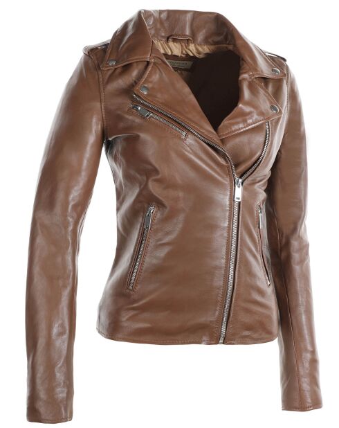 Veste en Cuir Hortence cognac