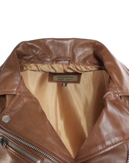Veste en Cuir Hortence cognac