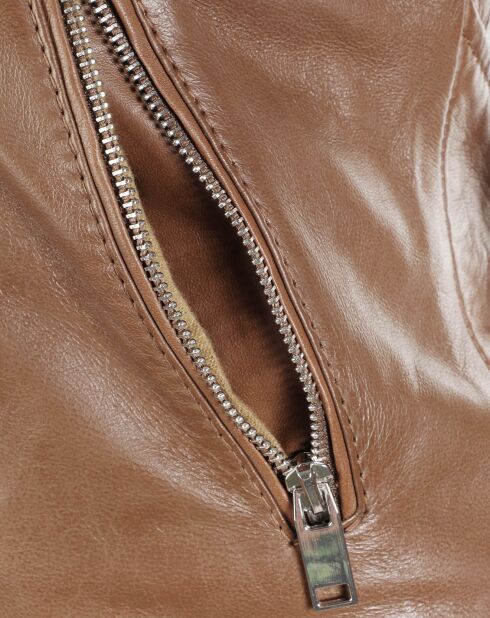 Veste en Cuir Hortence cognac