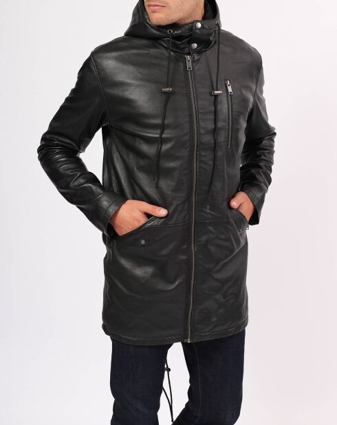 Manteau en Cuir Ibiza noir