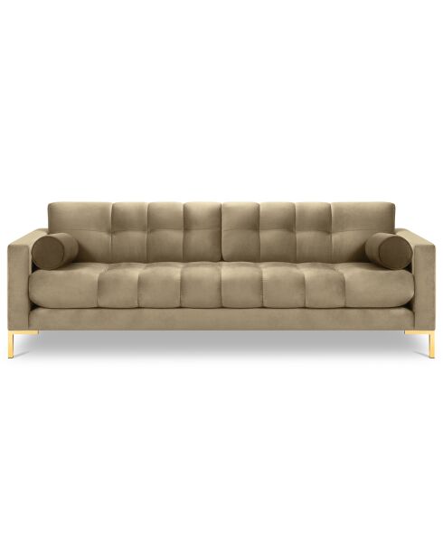 Canapé velours bali 4 places beige - 217x92x78 cm