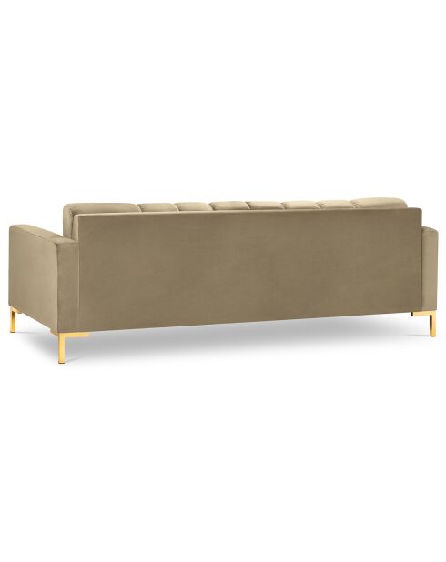 Canapé velours bali 4 places beige - 217x92x78 cm