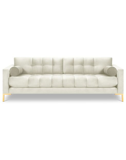 Canapé velours bali 4 places beige clair - 217x92x78 cm