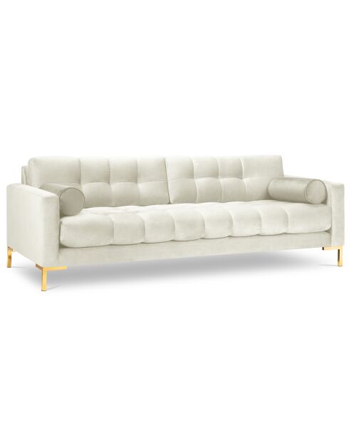Canapé velours bali 4 places beige clair - 217x92x78 cm