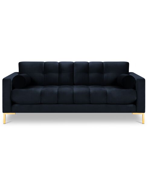 Canapé velours bali 3 places bleu foncé  - 177x92x78 cm