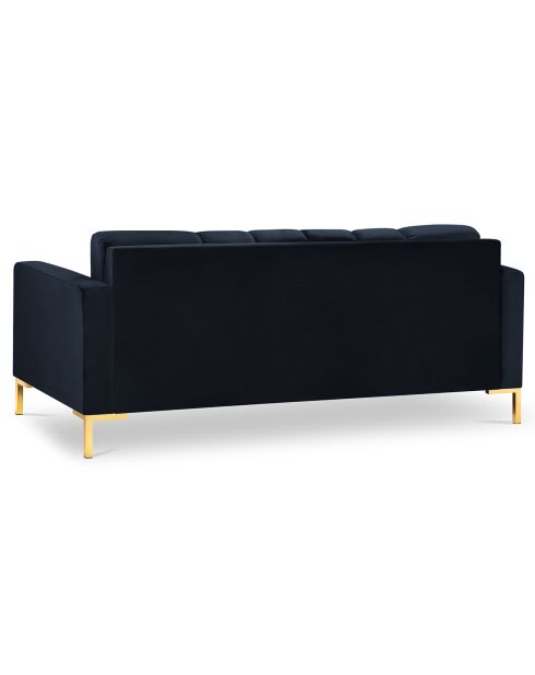 Canapé velours bali 3 places bleu foncé  - 177x92x78 cm