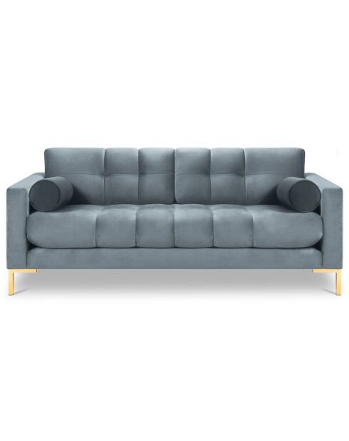 Canapé velours bali 3 places bleu clair  - 177x92x78 cm