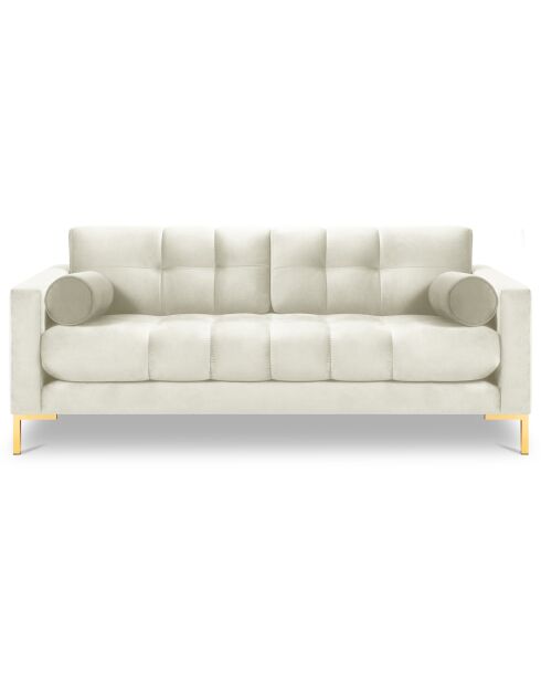 Canapé velours bali 3 places beige clair  - 177x92x78 cm