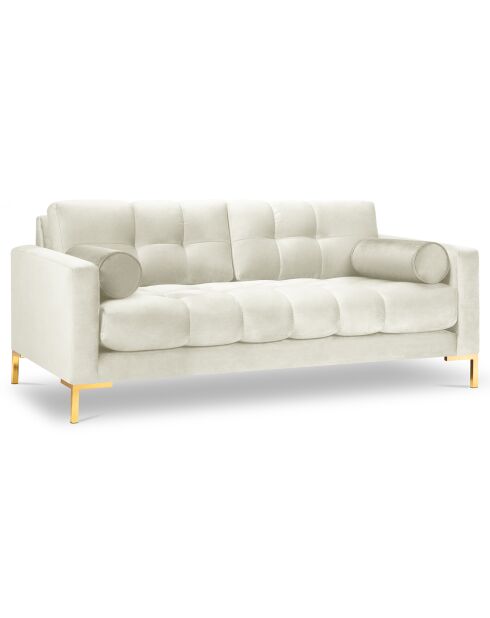 Canapé velours bali 3 places beige clair  - 177x92x78 cm