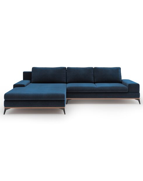 Canapé d'angle gauche velours convertible avec coffre de rangement astre 5 places bleu roi - 315x212x87 cm
