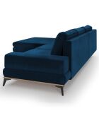 Canapé d'angle gauche velours convertible avec coffre de rangement astre 5 places bleu roi - 315x212x87 cm
