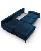 Canapé d'angle gauche velours convertible avec coffre de rangement astre 5 places bleu roi - 315x212x87 cm