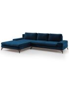 Canapé d'angle gauche velours convertible avec coffre de rangement astre 5 places bleu roi - 315x212x87 cm