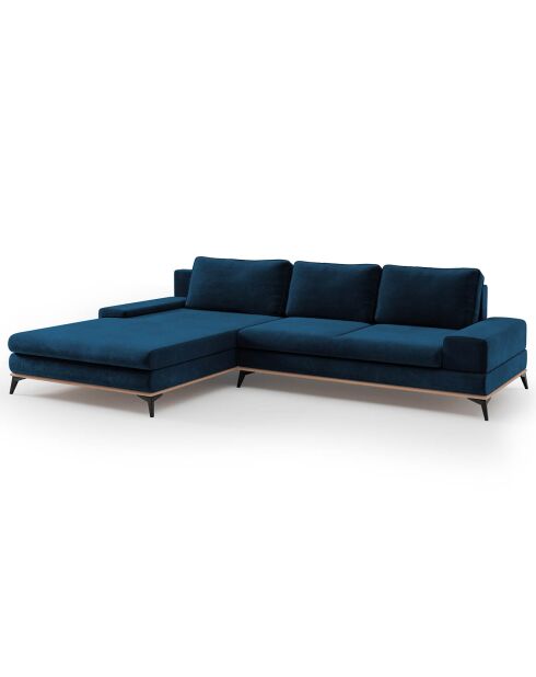 Canapé d'angle gauche velours convertible avec coffre de rangement astre 5 places bleu roi - 315x212x87 cm