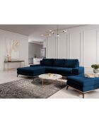 Canapé d'angle gauche velours convertible avec coffre de rangement astre 5 places bleu roi - 315x212x87 cm