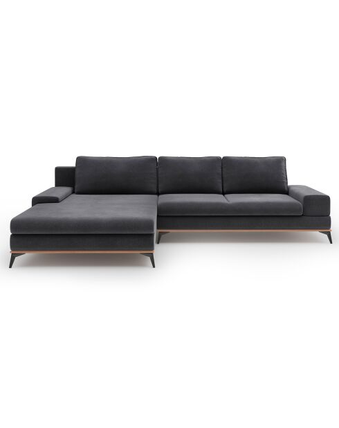 Canapé d'angle gauche velours convertible avec coffre de rangement astre 5 places gris foncé - 315x212x87 cm