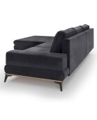 Canapé d'angle gauche velours convertible avec coffre de rangement astre 5 places gris foncé - 315x212x87 cm