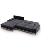 Canapé d'angle gauche velours convertible avec coffre de rangement astre 5 places gris foncé - 315x212x87 cm