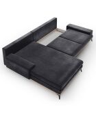 Canapé d'angle gauche velours convertible avec coffre de rangement astre 5 places gris foncé - 315x212x87 cm