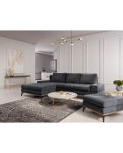 Canapé d'angle gauche velours convertible avec coffre de rangement astre 5 places gris foncé - 315x212x87 cm