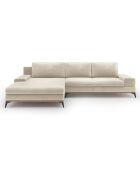 Canapé d'angle gauche velours convertible avec coffre de rangement astre 5 places beige - 315x212x87 cm