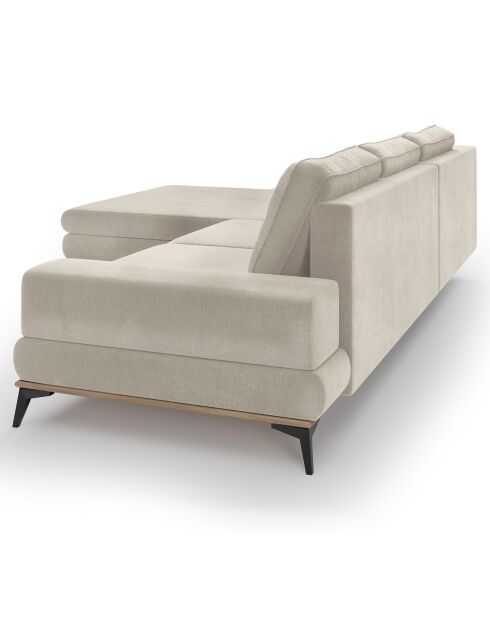 Canapé d'angle gauche velours convertible avec coffre de rangement astre 5 places beige - 315x212x87 cm