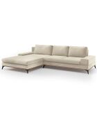 Canapé d'angle gauche velours convertible avec coffre de rangement astre 5 places beige - 315x212x87 cm