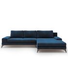 Canapé d'angle droit velours convertible avec coffre de rangement astre 5 places bleu roi - 315x212x87 cm