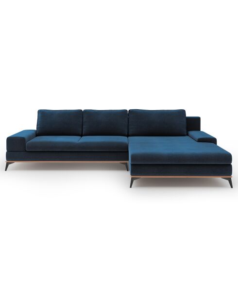 Canapé d'angle droit velours convertible avec coffre de rangement astre 5 places bleu roi - 315x212x87 cm