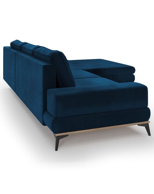 Canapé d'angle droit velours convertible avec coffre de rangement astre 5 places bleu roi - 315x212x87 cm