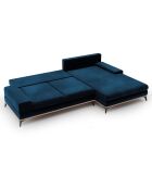 Canapé d'angle droit velours convertible avec coffre de rangement astre 5 places bleu roi - 315x212x87 cm
