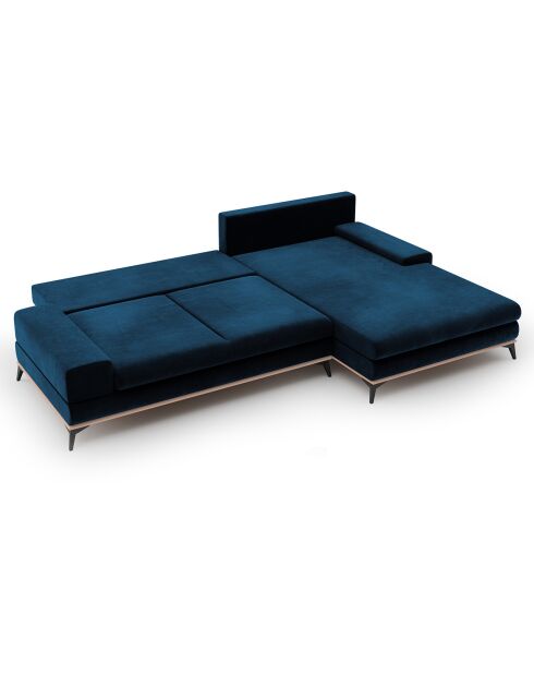Canapé d'angle droit velours convertible avec coffre de rangement astre 5 places bleu roi - 315x212x87 cm