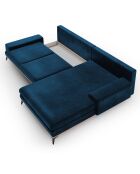 Canapé d'angle droit velours convertible avec coffre de rangement astre 5 places bleu roi - 315x212x87 cm