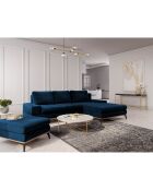 Canapé d'angle droit velours convertible avec coffre de rangement astre 5 places bleu roi - 315x212x87 cm