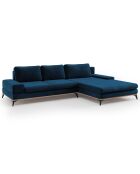 Canapé d'angle droit velours convertible avec coffre de rangement astre 5 places bleu roi - 315x212x87 cm