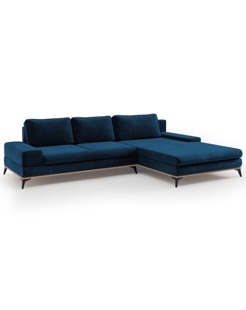 Canapé d'angle droit velours convertible avec coffre de rangement astre 5 places bleu roi - 315x212x87 cm