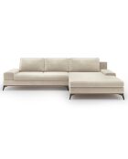 Canapé d'angle droit velours convertible avec coffre de rangement astre 5 places beige - 315x212x87 cm