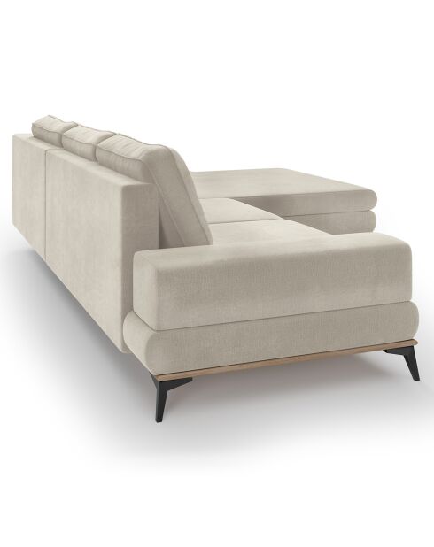 Canapé d'angle droit velours convertible avec coffre de rangement astre 5 places beige - 315x212x87 cm