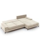 Canapé d'angle droit velours convertible avec coffre de rangement astre 5 places beige - 315x212x87 cm