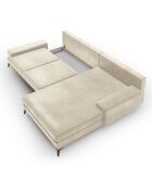 Canapé d'angle droit velours convertible avec coffre de rangement astre 5 places beige - 315x212x87 cm